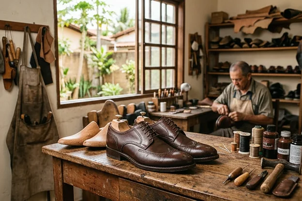 Calçados bem cuidados em um ambiente caseiro em Maranguape.
